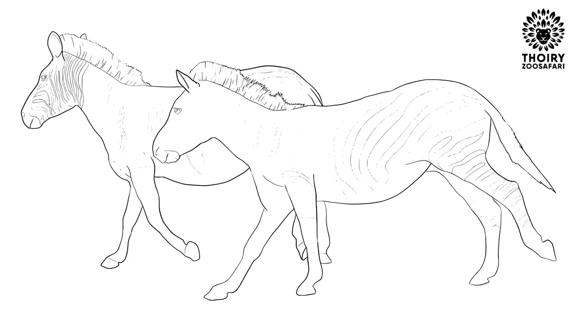 Disegno di Zebre Senza Strisce nella Savana Selvaggia da stampare