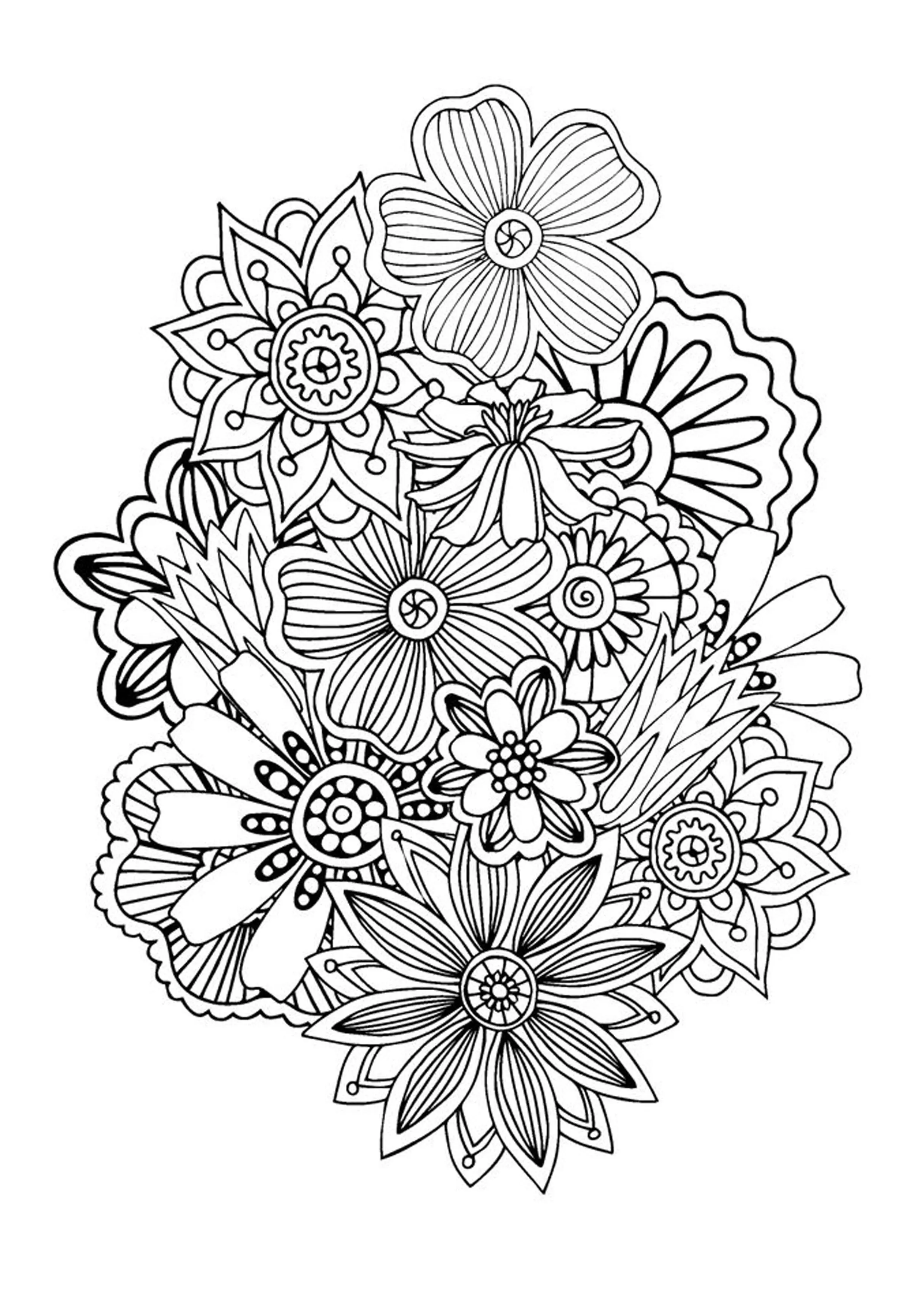 Coloriage Zen Antistress Abstract Pattern Flowers By Juliasnegireva - Adulte animaux à imprimer