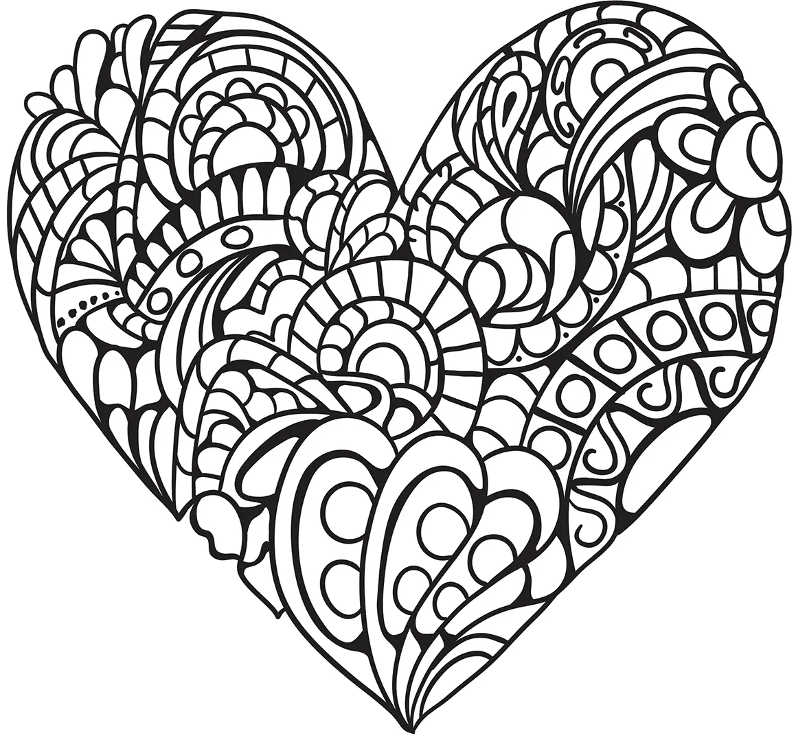 Coloriage Zentangle Cœur Pour Relaxer Adulte - Coeur à imprimer