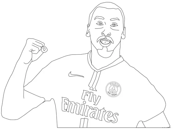 Dibujo de Zlatan Ibrahimović con el PSG para colorear