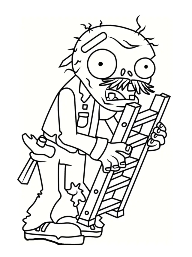 Coloriage Zombie Avec Un Escalier - Zombie à imprimer