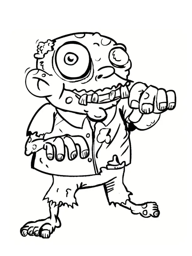 Coloriage Zombie Grand Père - Zombie à imprimer