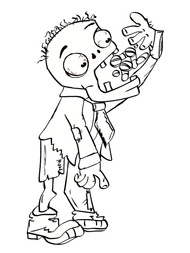 Coloriage Zombie Mange Des Friandises - Zombie à imprimer