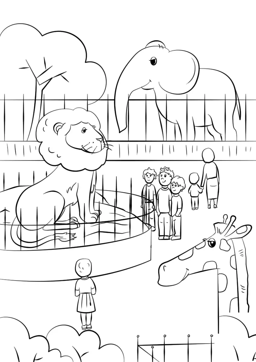 Coloriage Zoo Animals - Lion à imprimer