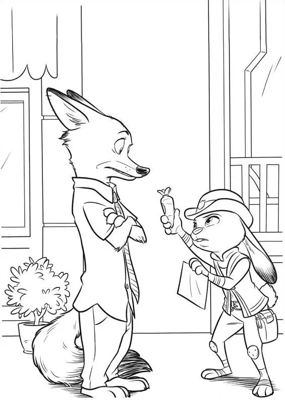 Coloriage Judy Hopps et Nick Wilde à Zootopie - Zootopie à imprimer