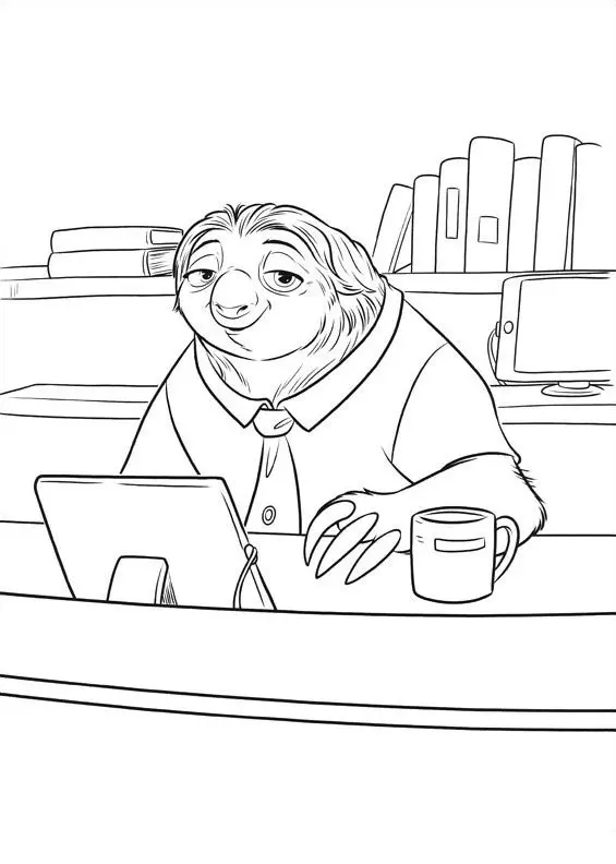 Coloriage Animaux de Zootopie en ville - Zootopie à imprimer