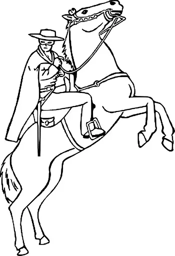 Zorro on His Horse coloring page to print