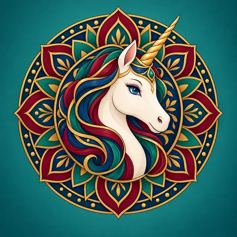 Coloriage Mandala licorne