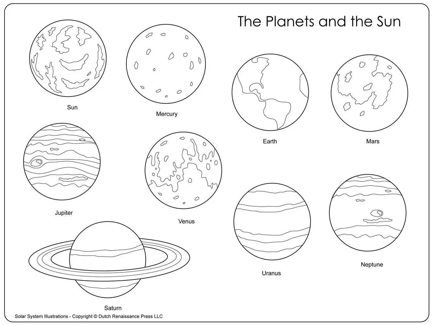 Coloriage Planètes Et Soleil - Planète à imprimer