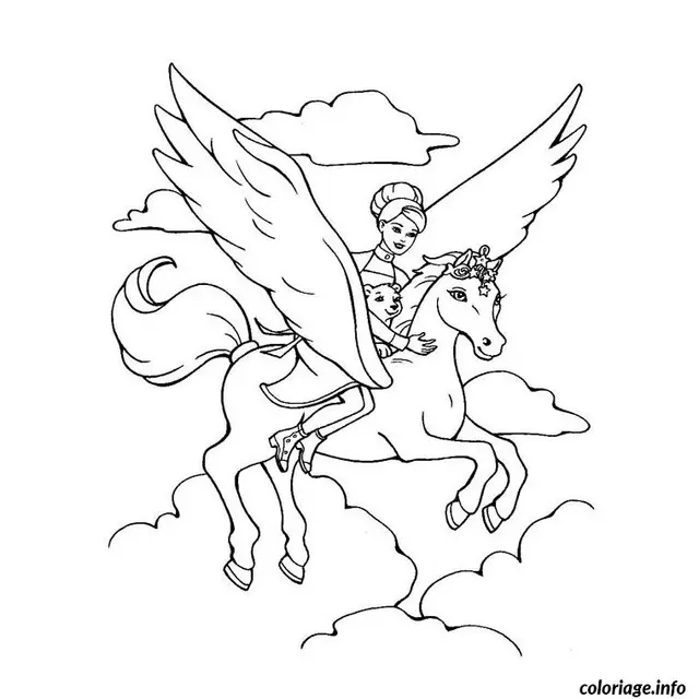 Coloriage Barbie et le cheval magique - Magique à imprimer