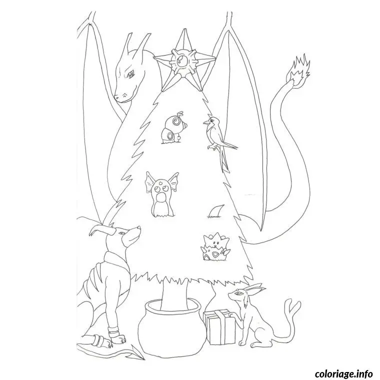 Pokémon Christmas coloring page to print