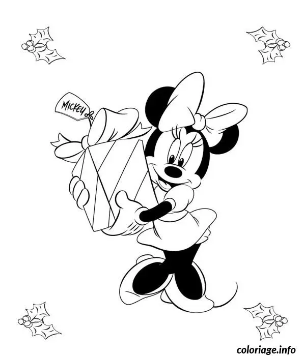 Coloriage Minnie coloriage Noël disney mickey - Noël Disney à imprimer