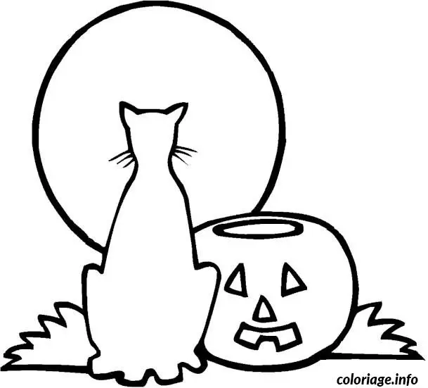 Coloriage Halloween chat - Halloween à imprimer