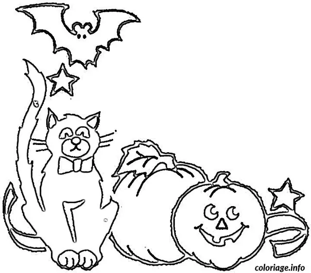 Coloriage Halloween de chat - Halloween à imprimer