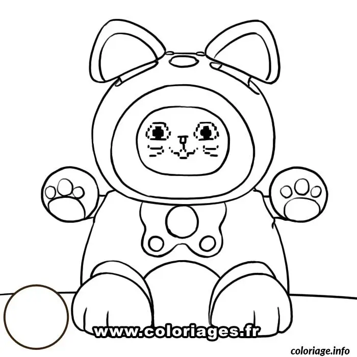 Coloriage Kidiminiz chat vert - Chat à imprimer