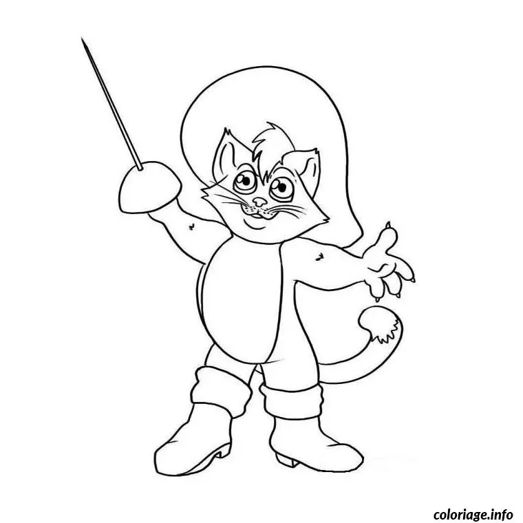 Coloriage Chat botte - Chat à imprimer