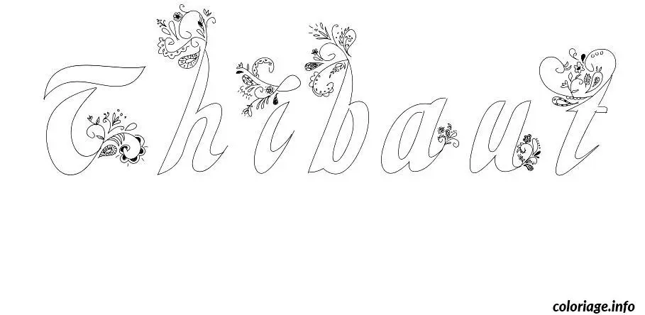 Coloriage Thibaut - Prénom à imprimer