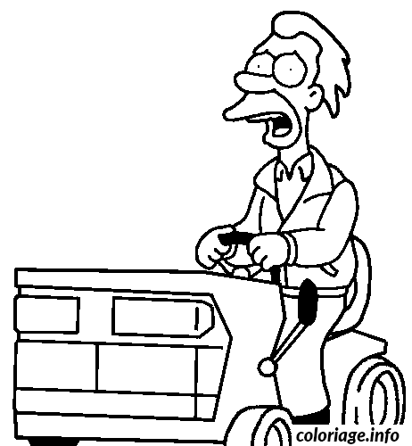 Coloriage Dessin simpson lenny conduit un tracteur - Tracteur à imprimer