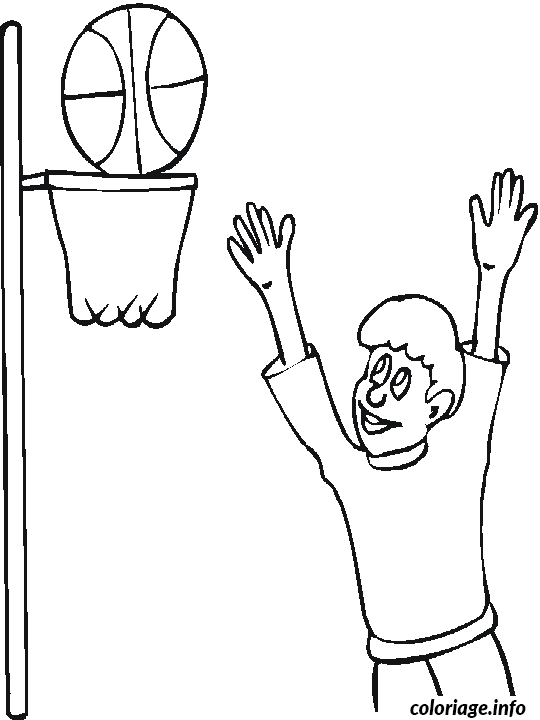 Coloriage Dessin joueur basket tire au panier - Basket à imprimer