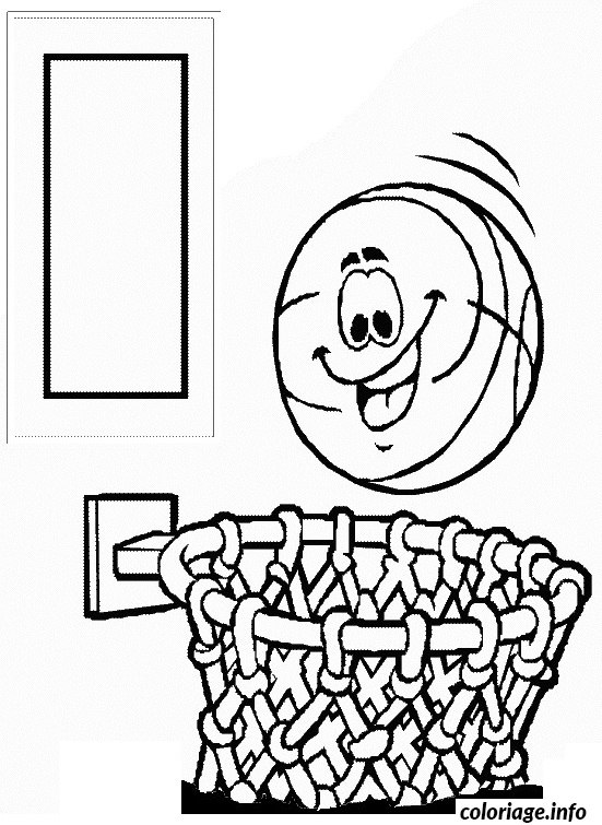 Coloriage Dessin panier et ballon de basket - Basket à imprimer