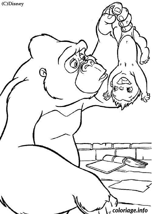 Coloriage Gorille tarzan bébé - Tarzan à imprimer
