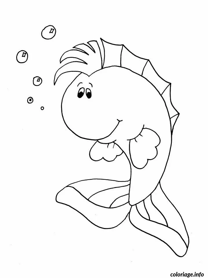 Coloriage Poisson tropical aux nageoires rayées - Poisson à imprimer
