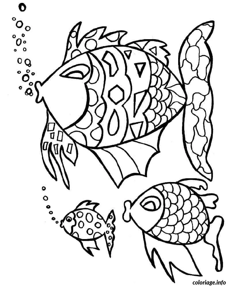 Coloriage Poisson tropical aux nageoires ondulantes - Poisson à imprimer