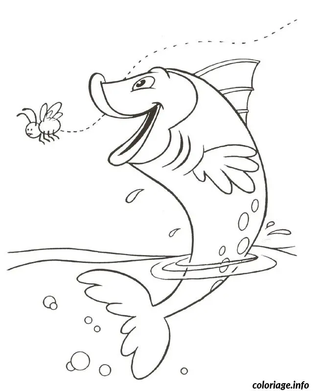 Coloriage Poisson-clown rayé en pleine nage - Poisson à imprimer