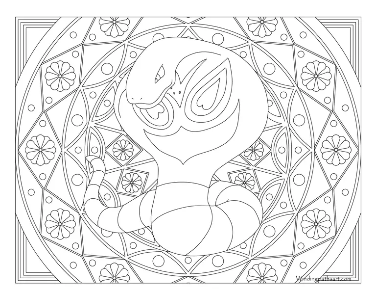 Coloriage Adulte Pokemon Mandala Arbok - Mandala pokemon à imprimer