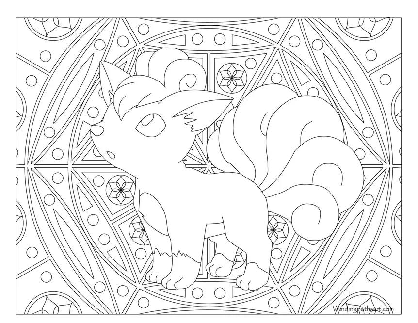 Coloriage Adulte Pokemon Mandala Vulpix - Mandala pokemon à imprimer