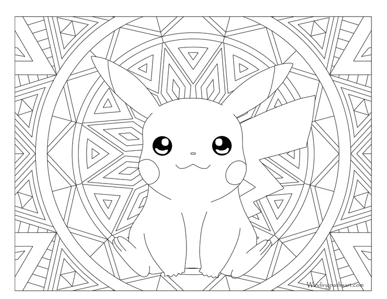 Coloriage Adulte Pokemon Pikachu - Mandala pokemon à imprimer