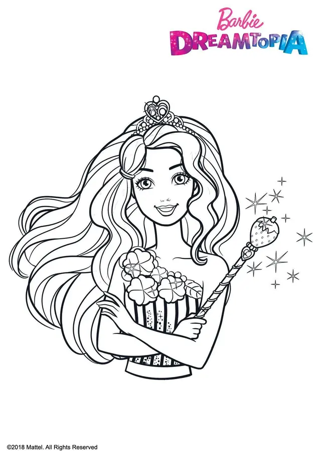 Coloriage Barbie Au Royaume Des Bonbons - Barbie à imprimer