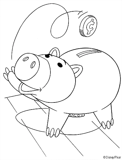 Coloriage Bayonne Le Cochon Tirelire - Toy story à imprimer