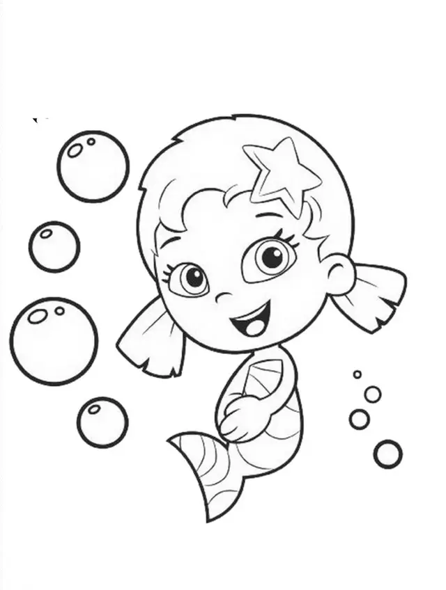 Coloriage Bubble Guppies nageant avec des bulles - Bubulle guppies à imprimer