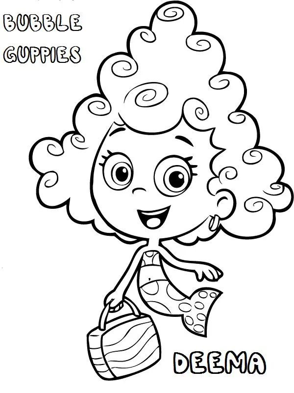 Coloriage Deema de Bubble Guppies souriante - Bubulle guppies à imprimer