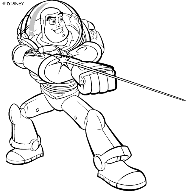 Coloriage Buzz L'Éclair Tire Un Laser - Toy story à imprimer
