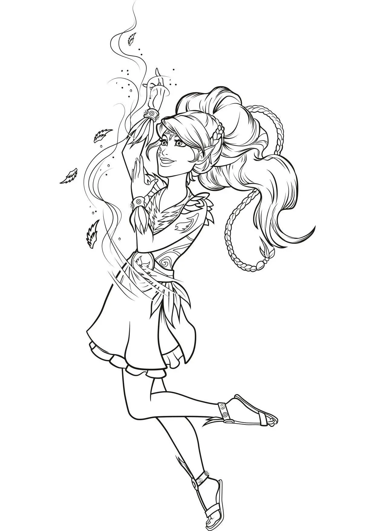 Coloriage Elves Aira Jouant Avec Le Vent - Gulli à imprimer