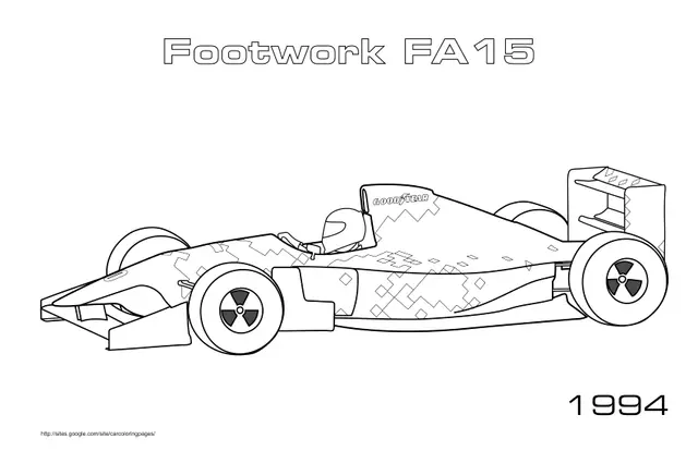 Coloriage Formule 1 Footwork FA15 1994 racing - Voiture à imprimer