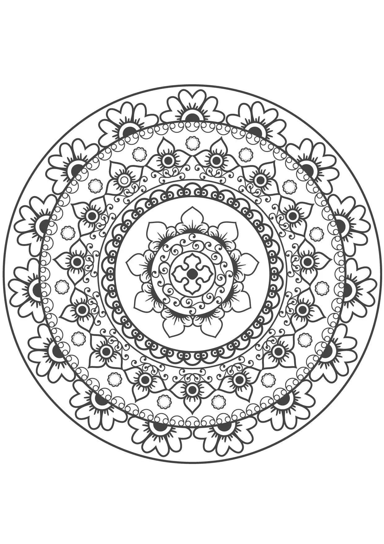 Coloriage Mandala floral Gulli aux motifs délicats - Gulli à imprimer