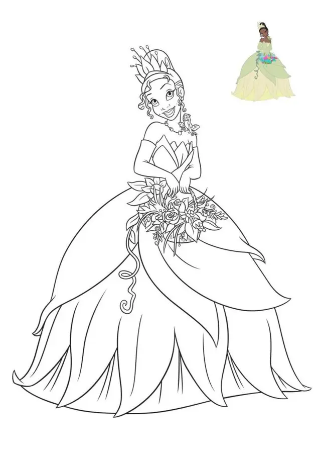 Coloriage La Princesse Et La Grenouille - Princesse disney à imprimer