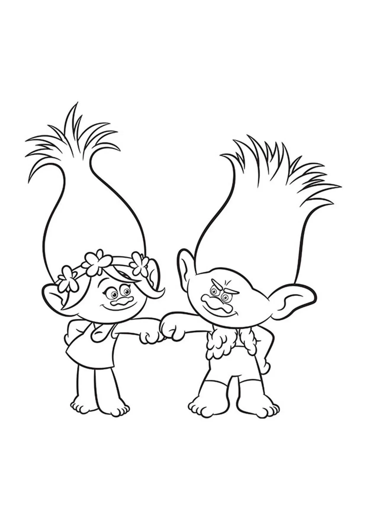 Coloriage Les Trolls Poppy Et Branche Les Opposes - Gulli à imprimer