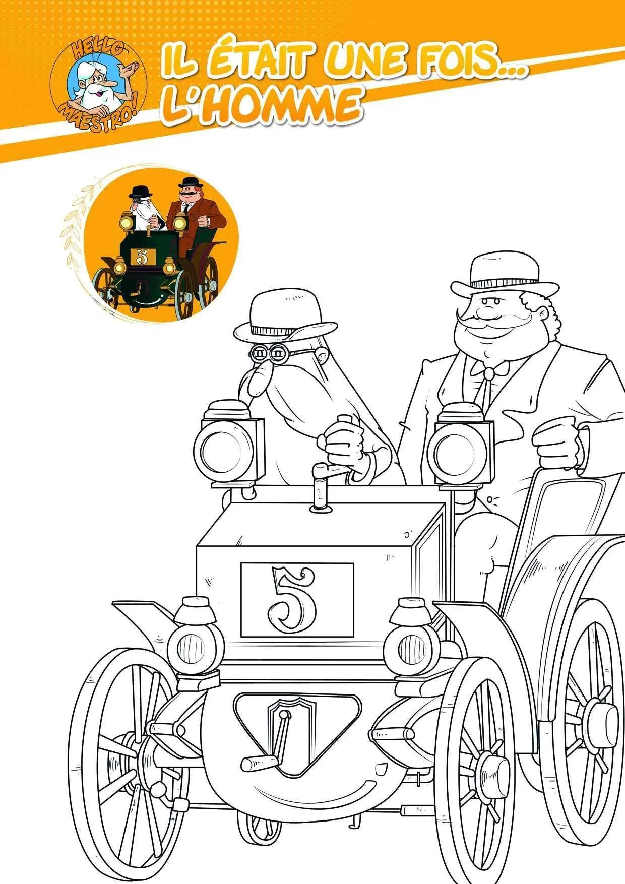 Coloriage Maestro Et La Voiture A Manivelle - Gulli à imprimer