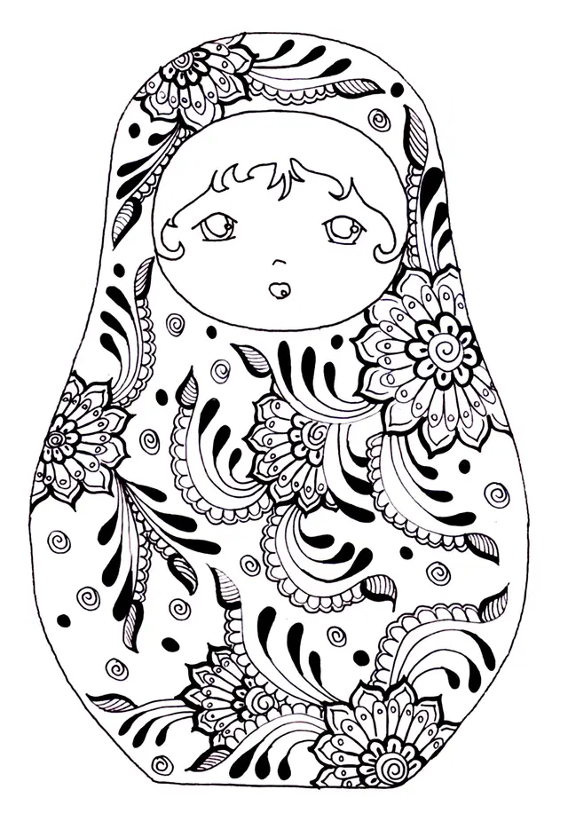 Coloriage Matryoshka Dolls Poupée Russe - Poupée russe matriochka à imprimer