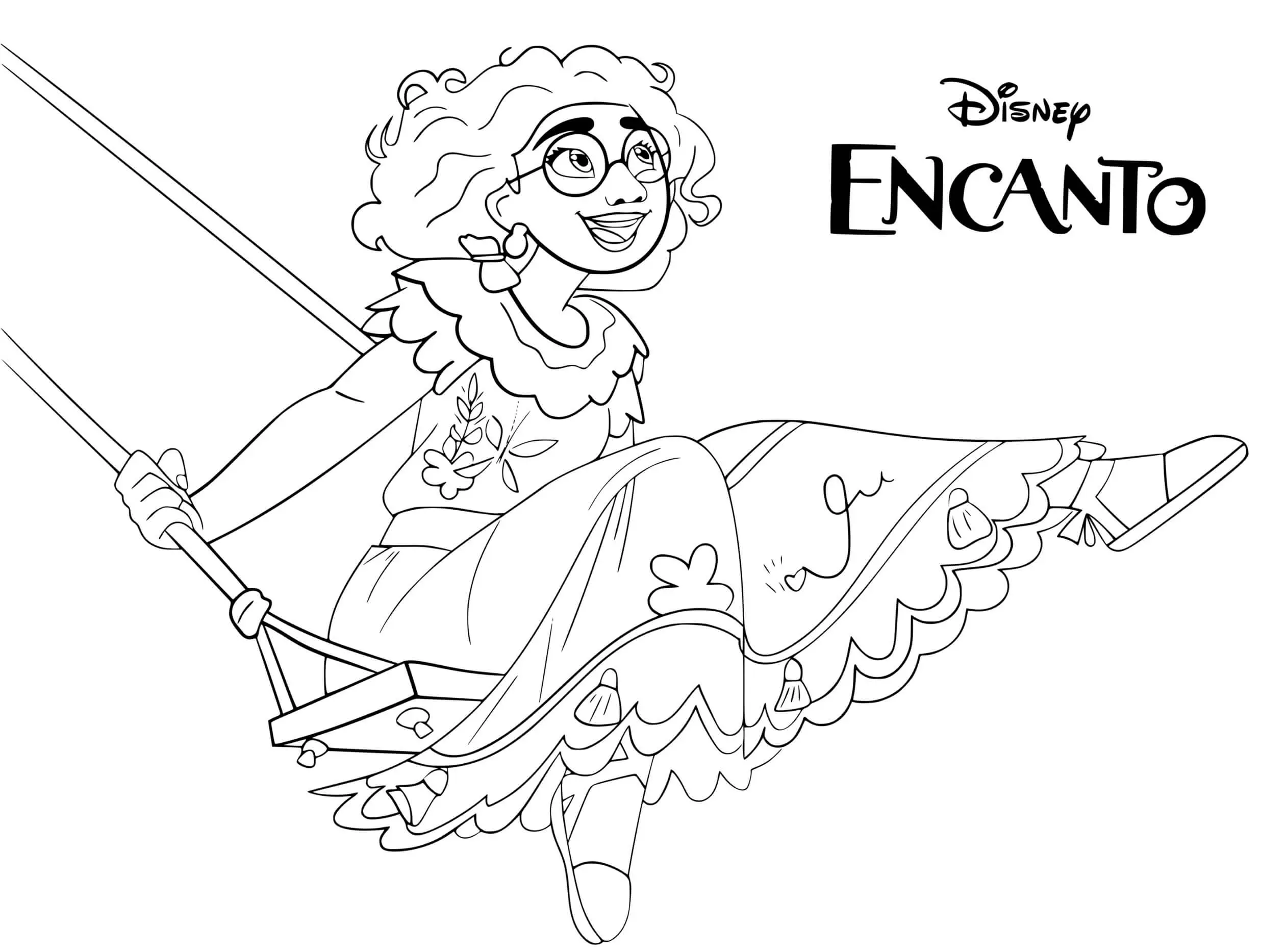 Coloriage Mirabel Sur Une Balancoire Encanto Disney - Encanto à imprimer