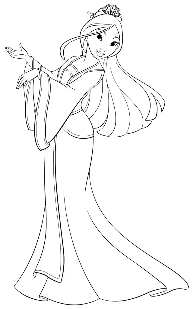 Coloriage Mulan la Guerrière Sauve la Chine - Princesse disney à imprimer