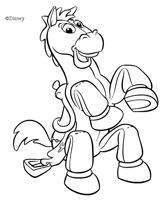 Coloriage Pile Poil Le Cheval De Woody - Toy story à imprimer