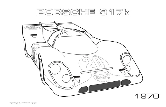 Coloriage Porsche 917K 1970 légendaire en course - Voiture à imprimer