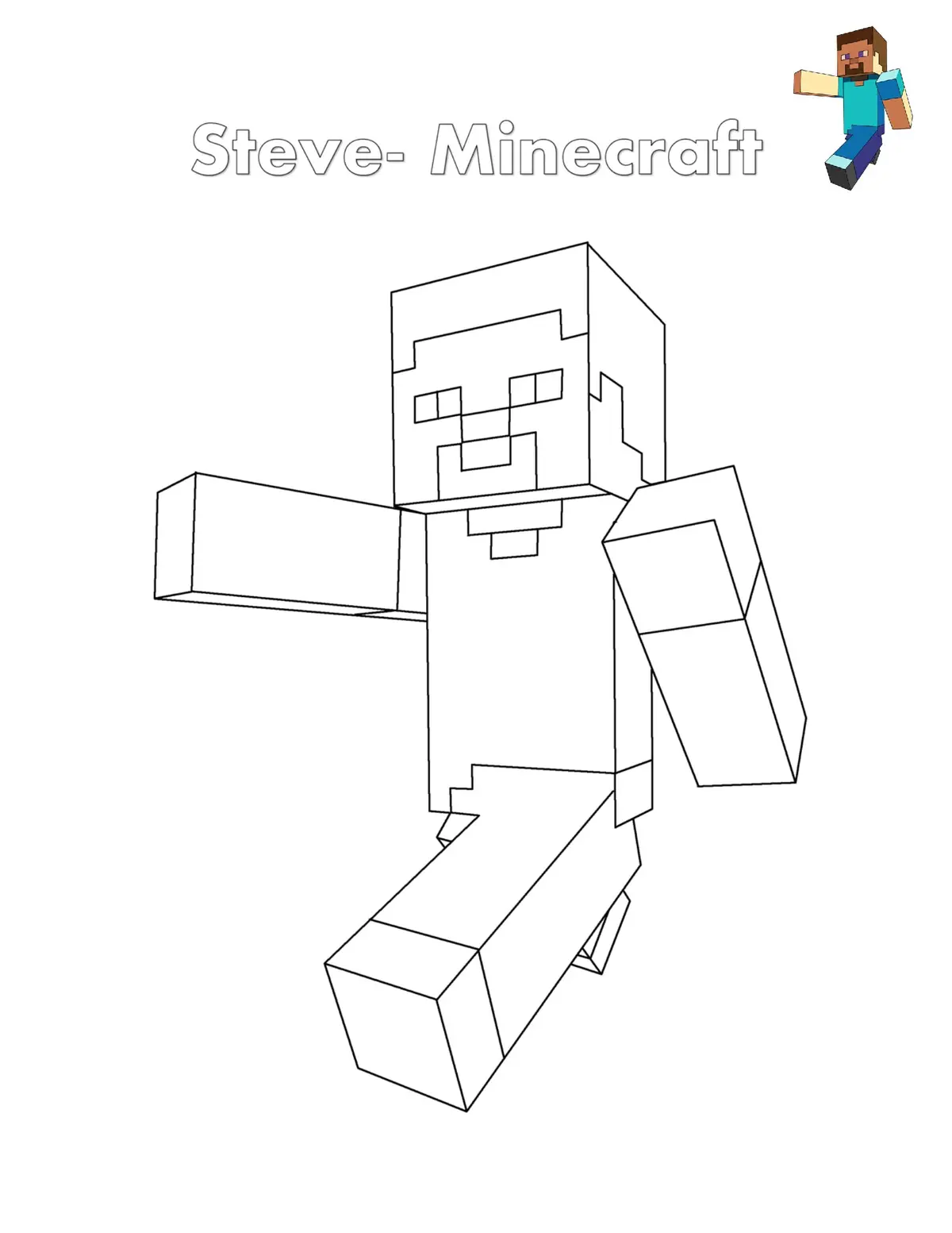 Ausmalbild Steve Minecraft Ausmalbilder zum Ausdrucken