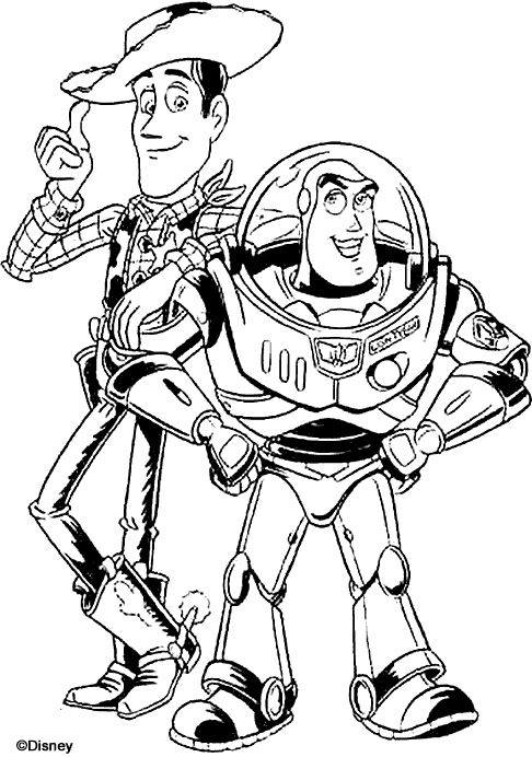 Coloriage Woody Et Buzz L'Éclair - Toy story à imprimer