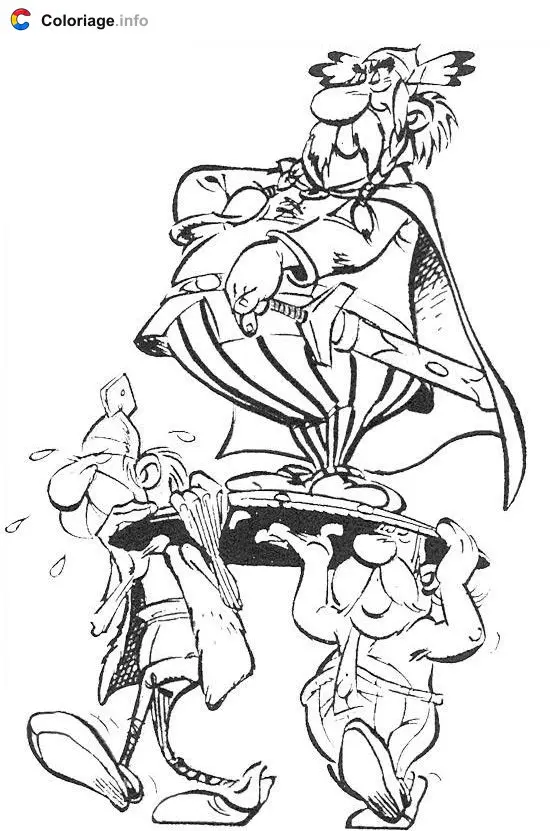 Coloriage Abraracourcix porté sur un bouclier - Astérix à imprimer